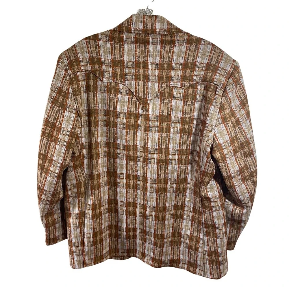 Vintage 70s Miller Western Wear Plaid Blazer Sport Coat Knit 46R / XL